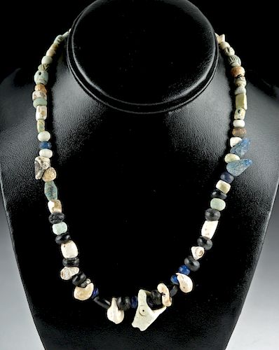 Sumerian Faience, Shell, & Glass Bead Necklace