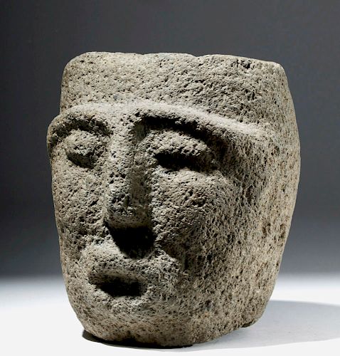 Large Important Costa Rican Stone Head Mortar