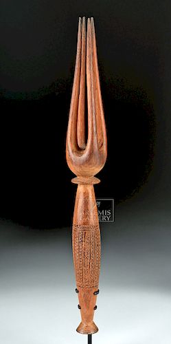 Late 19th C. Fijian Wooden Cannibal Fork - Near-Choice
