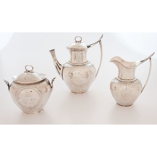 Peter L. Krider Coin Silver Coffee Set