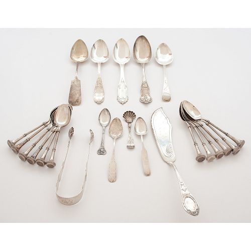 James Bingham Coin Silver Spoons and Other Flatware, Plus