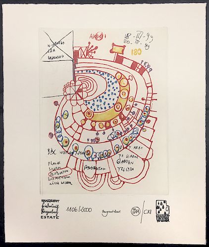 Hundertwasser, Friedensreich ,  Austrian 1928-2000,"Doodles"  ,Book #08813 