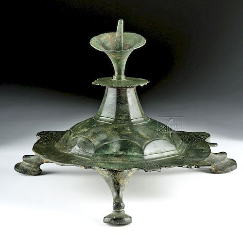 Large Roman Bronze Lamp Stand