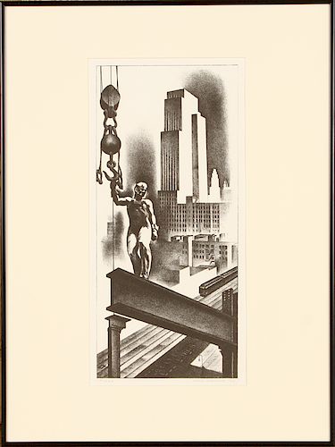 LOUIS LOZOWICK "ABOVE THE CITY" LITHOGRAPH SIGNED