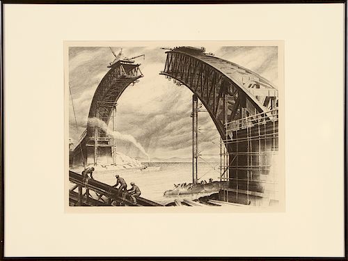 JAMES E. ALLEN "ARCH OF STEEL" LITHOGRAPH SIGNED