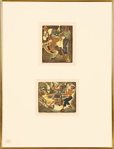 MILDRED SIMON RACKLEY DIPTYCH WORK 2 LITHOGRAPHS