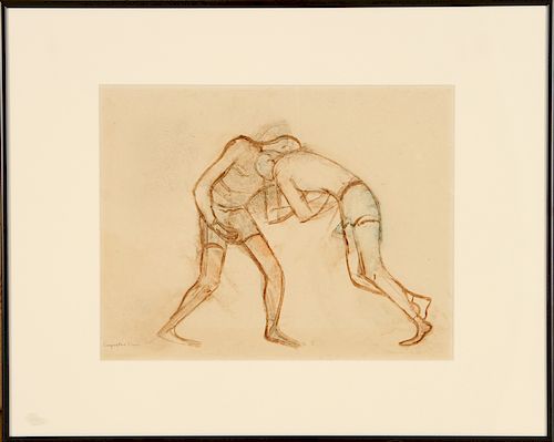 AUGUSTUS PECK "BOXERS" MONOTYPE SIGNED