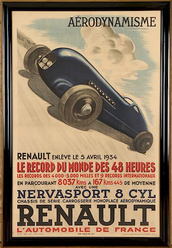 RENAULT AERODYNAMISME LE RECORD ADVERT C.1934