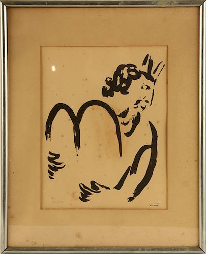 MARC CHAGALL VINTAGE PRINT OF SATYR SIGNED