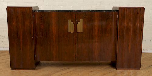 FRENCH ART DECO ROSEWOOD MARBLE TOP BUFFET 1930