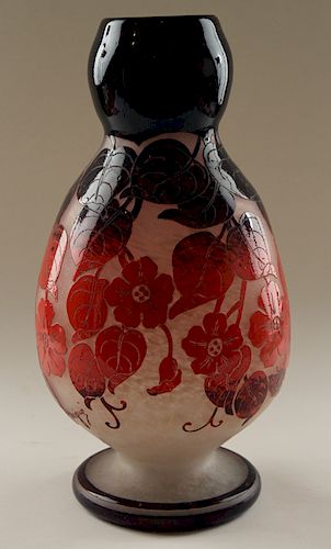 A MARKED DEGUE ACID ETCHED CAMEO VASE