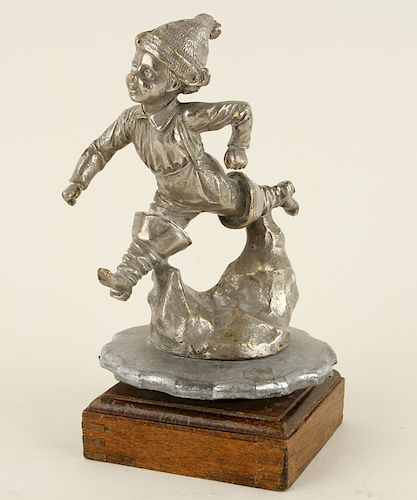 A. RENEVEY SIGNED NICKEL PLATED BRONZE MASCOT