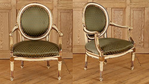 PAIR OF 19TH C. FRENCH LOUIS XVI STYLE FAUTEUILS