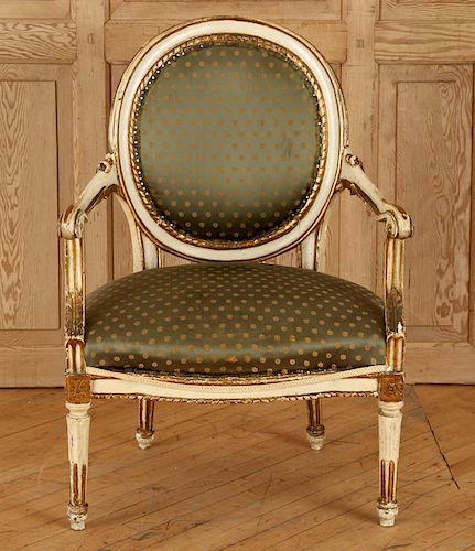 EARLY 19TH C. FRENCH LOUIS XVI STYLE FAUTEUIL