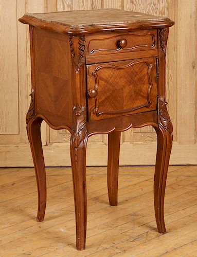 FRENCH LOUIS XV MARBLE TOP NIGHT STAND C.1940