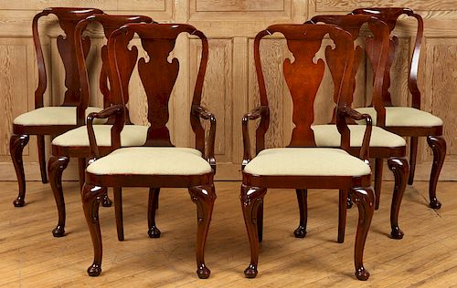 6 BAKER QUEEN ANNE STYLE MAHOGANY DINING CHAIRS