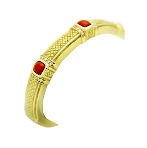 Judith Ripka 18k Gold Carnelian & Diamond Bracelet