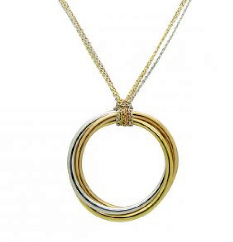 Trinity de Cartier 18K White Gold Necklace Tri Gold