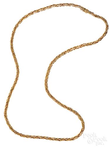 14K yellow gold braided necklace