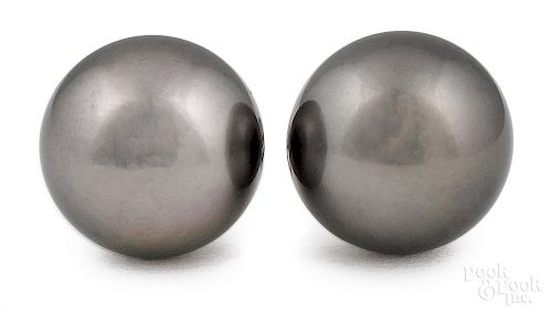 Pair of South Sea Tahitian pearl earrings