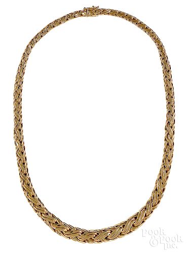 Tiffany & Co. 14K gold tapered braided necklace
