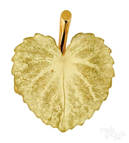 Tiffany & Co. 18K yellow gold violet leaf brooch