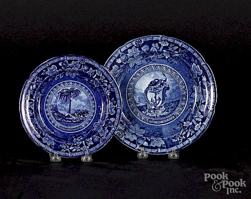 Two Historical Blue Staffordshire plates