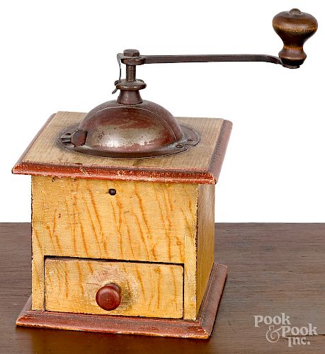 Painted pine coffee mill