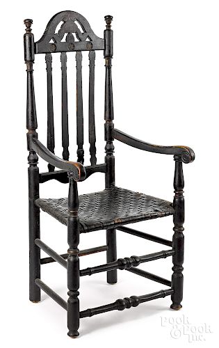 Exceptional New England banisterback armchair