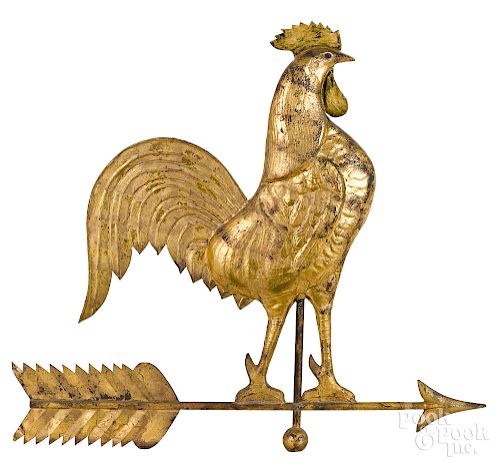 Large swell bodied copper rooster weathervane