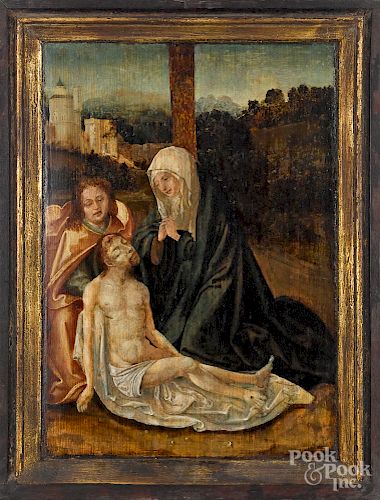 Old Master oil on panel of Christ and Mary