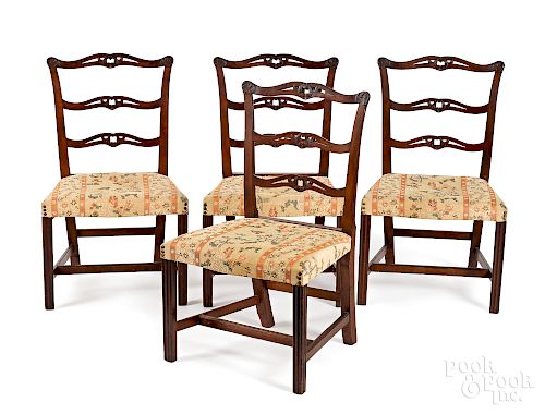 Set of four Connecticut Chippendale dining chairs