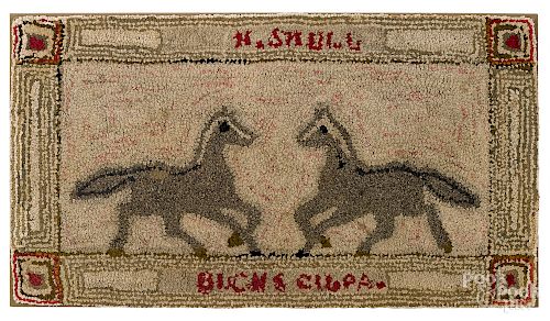Bucks County, Pennsylvania hooked rug with horses