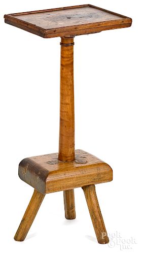 Primitive pine and maple candlestand