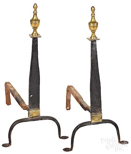 Pair of Federal knife blade andirons