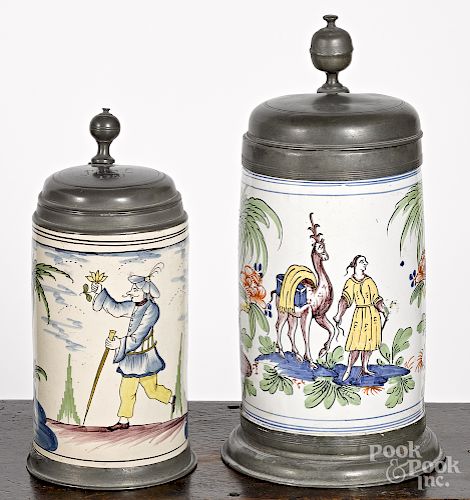 Two faience steins