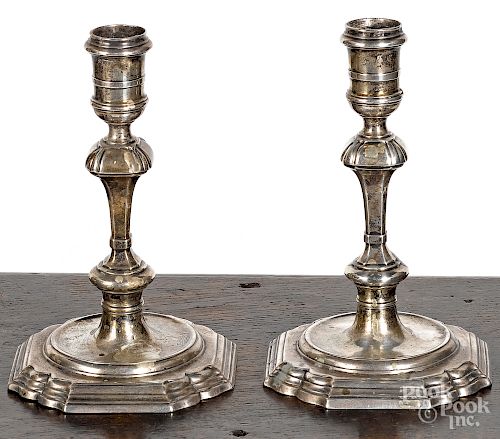 Pair of English silver candlesticks