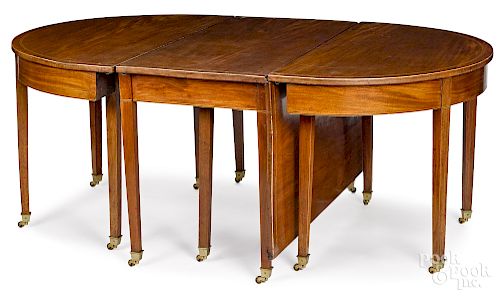 George III mahogany three-part dining table
