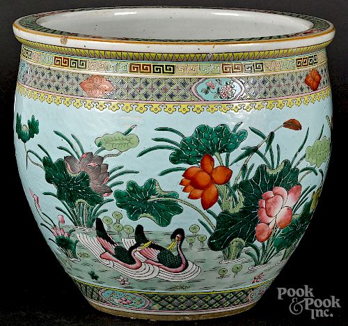 Chinese export porcelain turquoise jardinière