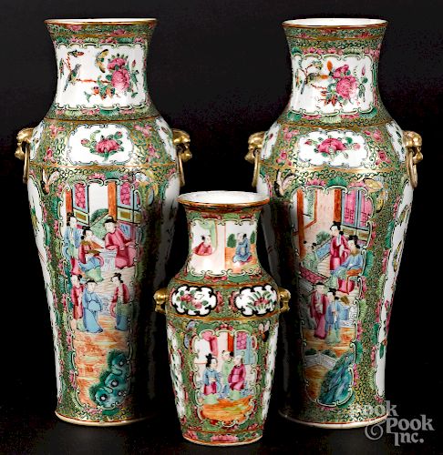 Two Chinese export porcelain famille rose vases, etc.