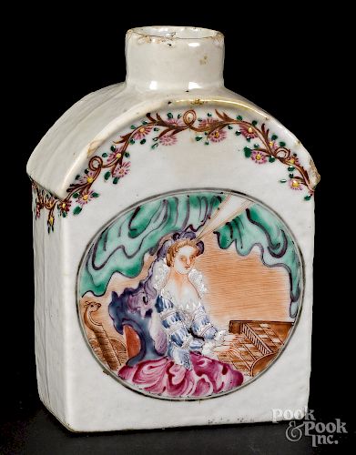 Chinese export porcelain tea caddy