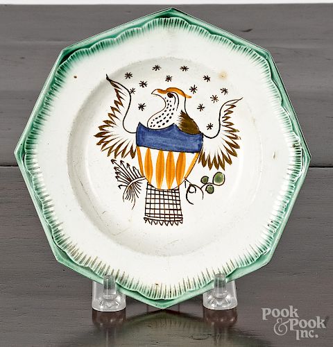 Pearlware green feather edge toddy plate