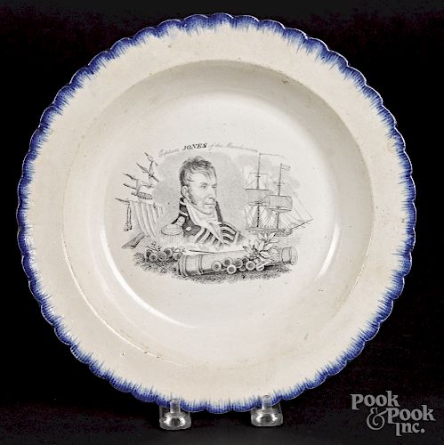 Pearlware blue feather edge shallow bowl