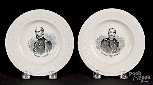 Two Staffordshire ABC toddy plates