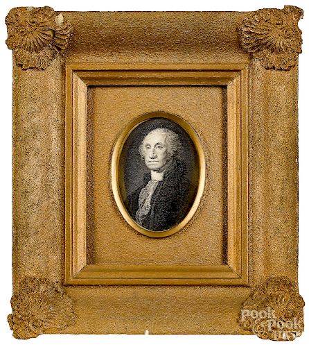 Transfer decorated portrait medallion of George Washington