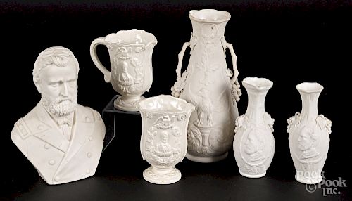 Group of Civil War subject parian and porcelain