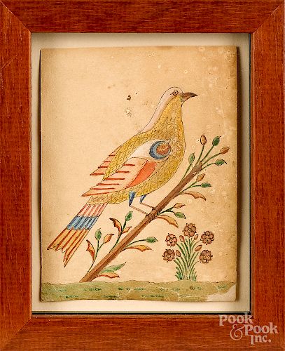 Pennsylvania watercolor fraktur of a bird