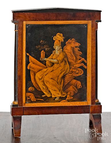 Empire mahogany and satinwood table screen