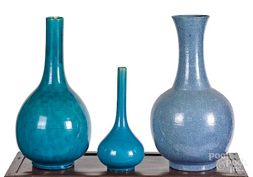 Two Chinese turquoise ground vases