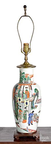 Three Chinese porcelain table lamps